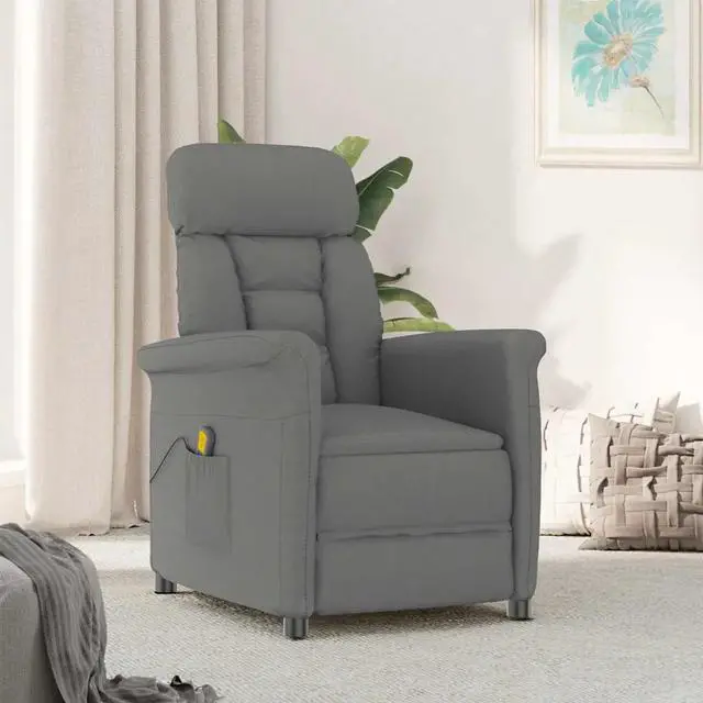 Alt view image 2 of 6 - vidaXL Massage Chair Dark gray 70.5 x 96.5 x 95 cm Polyester