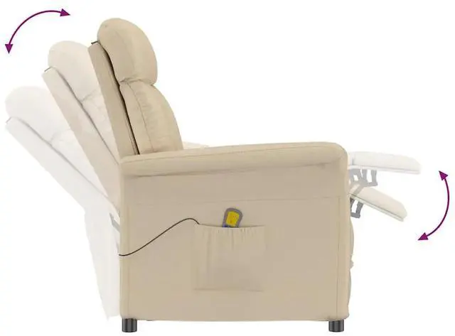 Alt view image 7 of 7 - vidaXL Massage Chair Cream 70.5 x 96.5 x 95 cm Fabric and metal
