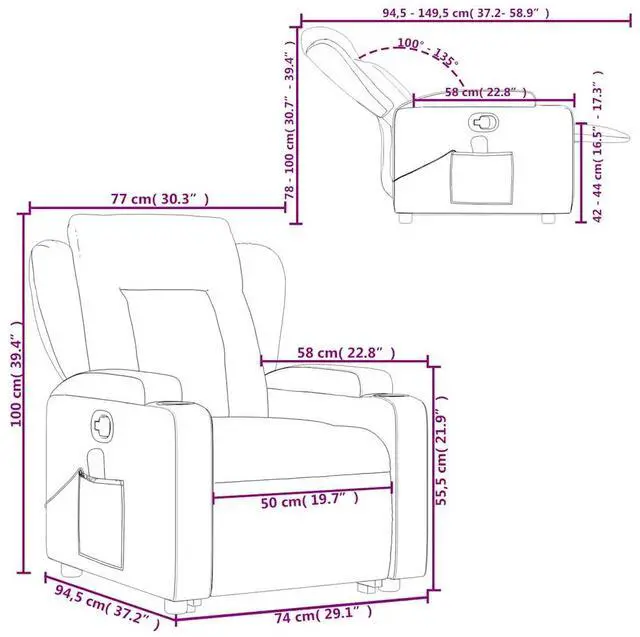 Alt view image 4 of 7 - vidaXL Stand up Massage Recliner Chair Power Lift Wingback Armchair Cream Fabric