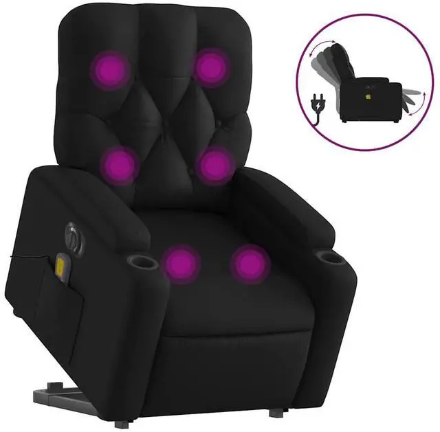 Alt view image 2 of 7 - vidaXL Electric Stand up Massage Recliner Chair Armchair Black Faux Leather