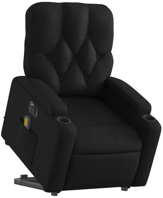Alt view image 3 of 7 - vidaXL Electric Stand up Massage Recliner Chair Armchair Black Faux Leather