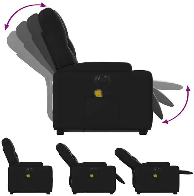 Alt view image 7 of 7 - vidaXL Electric Stand up Massage Recliner Chair Armchair Black Faux Leather