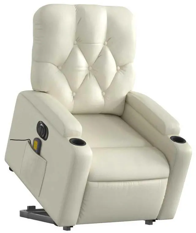 Alt view image 3 of 7 - vidaXL Electric Stand up Massage Recliner Chair Armchair Cream Faux Leather