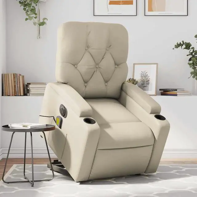 Main image of vidaXL Electric Stand up Massage Recliner Chair Armchair Cream Faux Leather