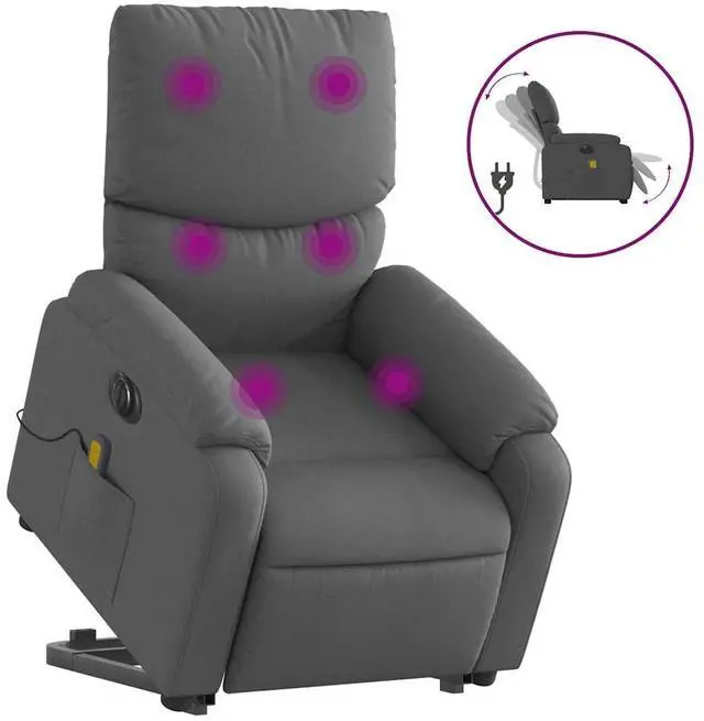 Alt view image 7 of 7 - vidaXL Electric Stand up Massage Recliner Chair Armchair Dark Gray Fabric