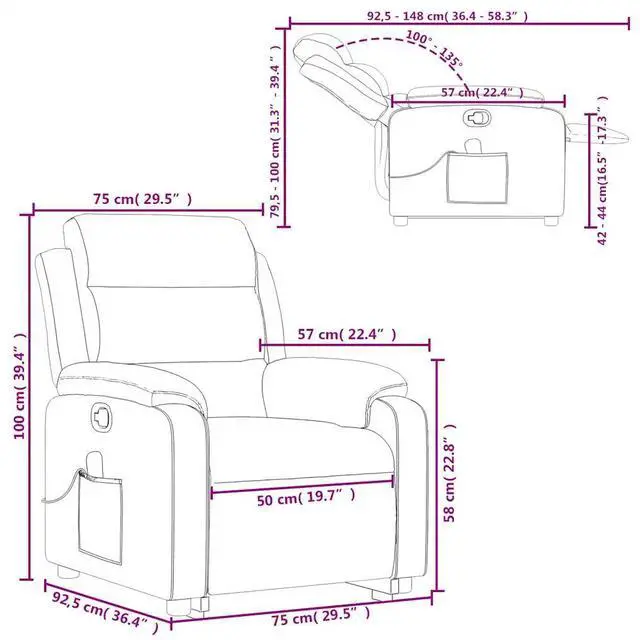 Alt view image 4 of 7 - vidaXL Stand up Massage Recliner Chair Power Lift Wingback Armchair Black Fabric