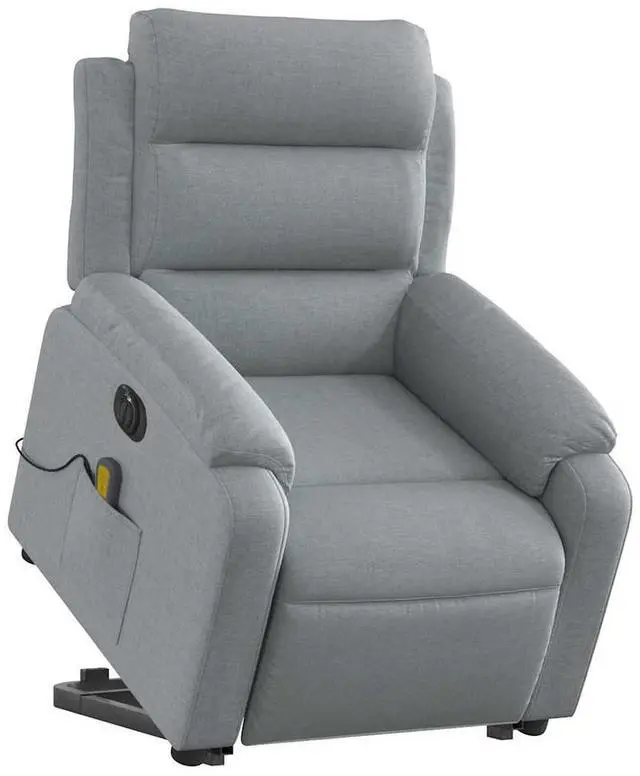 Alt view image 6 of 7 - vidaXL Electric Stand up Massage Recliner Chair Armchair Light Gray Fabric