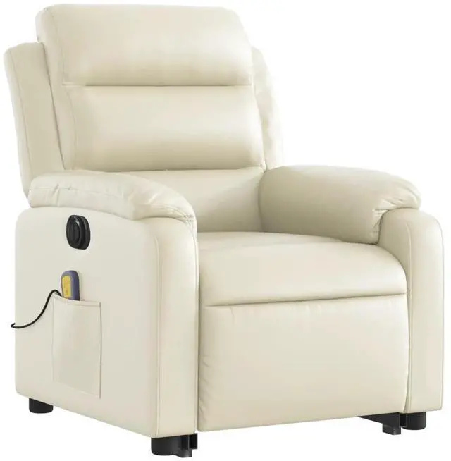 Alt view image 3 of 7 - vidaXL Electric Stand up Massage Recliner Chair Armchair Cream Faux Leather