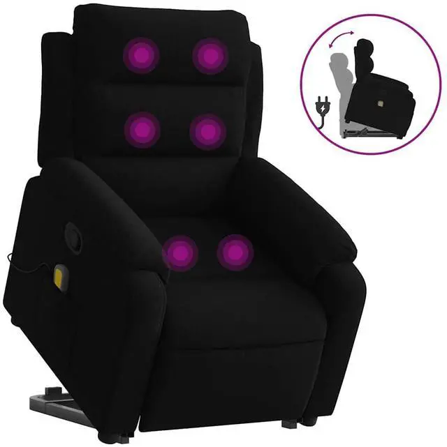 Alt view image 2 of 7 - vidaXL Stand up Massage Recliner Chair Power Lift Wingback Armchair Black Velvet