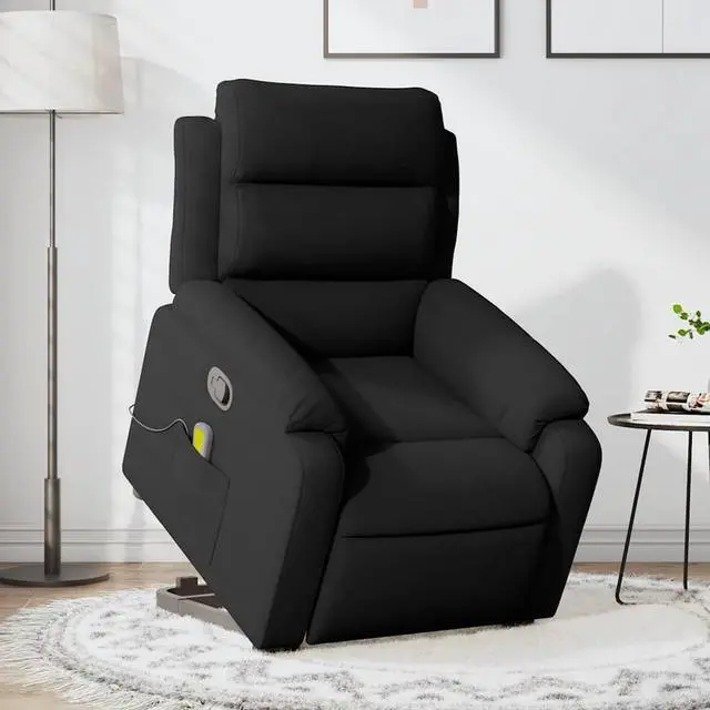 Main image of vidaXL Stand up Massage Recliner Chair Power Lift Wingback Armchair Black Velvet