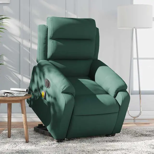 Main image of vidaXL Electric Stand up Massage Recliner Chair Armchair Dark Green Velvet