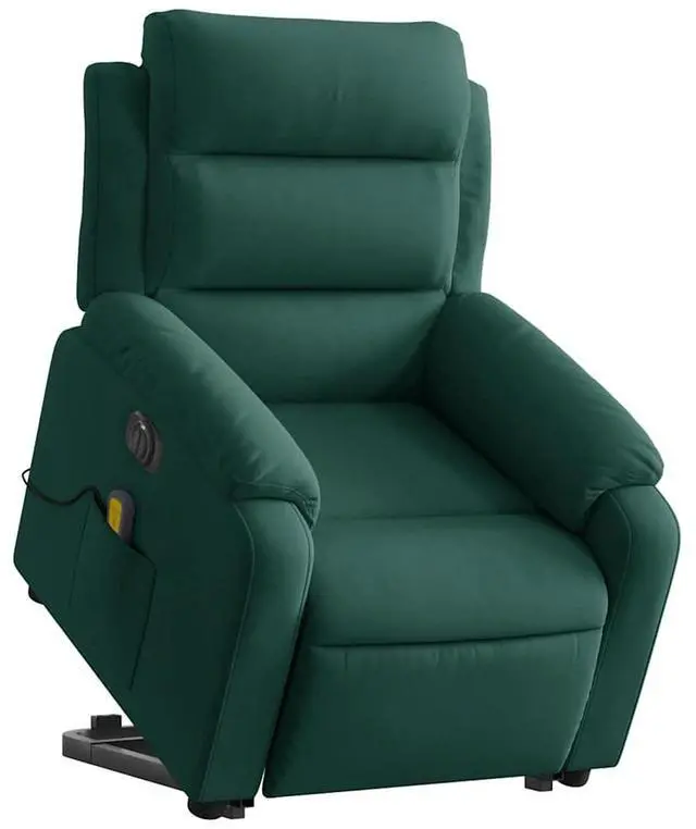 Alt view image 3 of 7 - vidaXL Electric Stand up Massage Recliner Chair Armchair Dark Green Velvet
