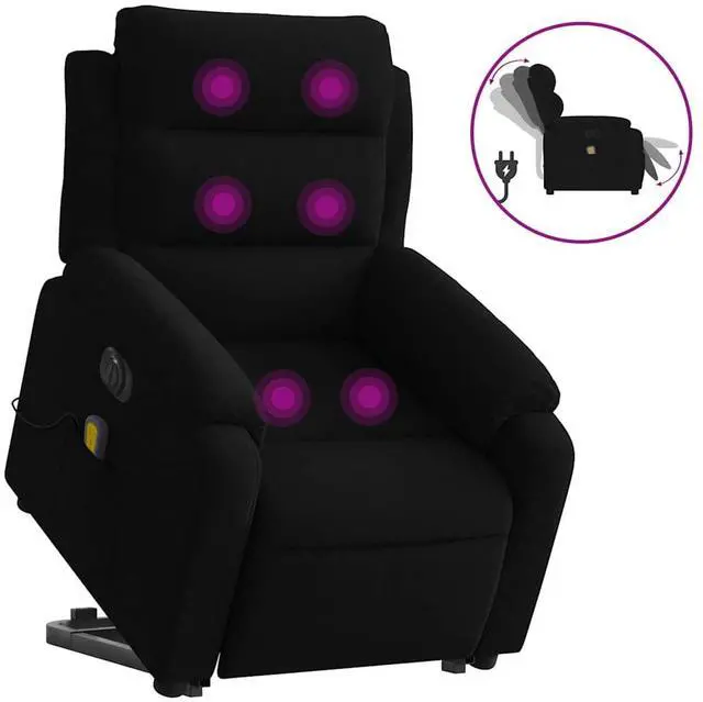 Alt view image 2 of 7 - vidaXL Electric Stand up Massage Recliner Chair Power Lift Armchair Black Velvet