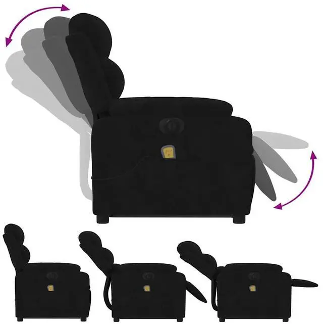 Alt view image 7 of 7 - vidaXL Electric Stand up Massage Recliner Chair Power Lift Armchair Black Velvet