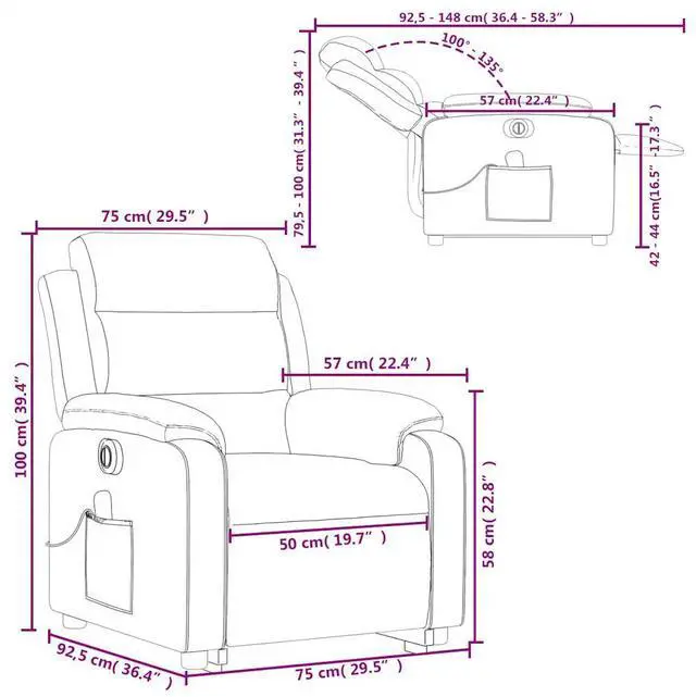 Alt view image 4 of 7 - vidaXL Electric Stand up Massage Recliner Chair Power Lift Armchair Black Velvet
