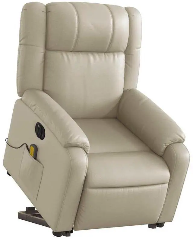 Alt view image 6 of 7 - vidaXL Electric Stand up Massage Recliner Chair Armchair Cream Faux Leather