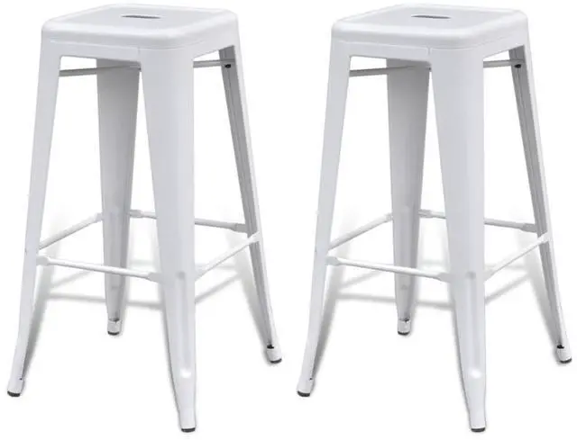 Alt view image 11 of 13 - vidaXL Bar Stools 2 pcs White Steel