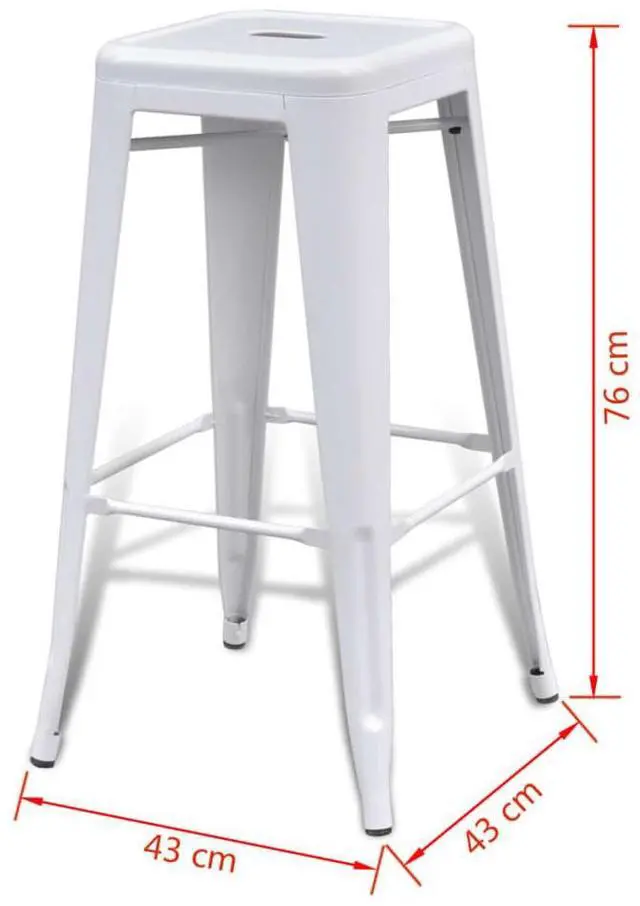 Alt view image 13 of 13 - vidaXL Bar Stools 2 pcs White Steel