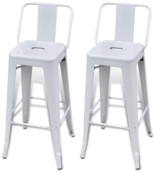 Alt view image 10 of 12 - vidaXL Bar Stools 2 pcs White Steel