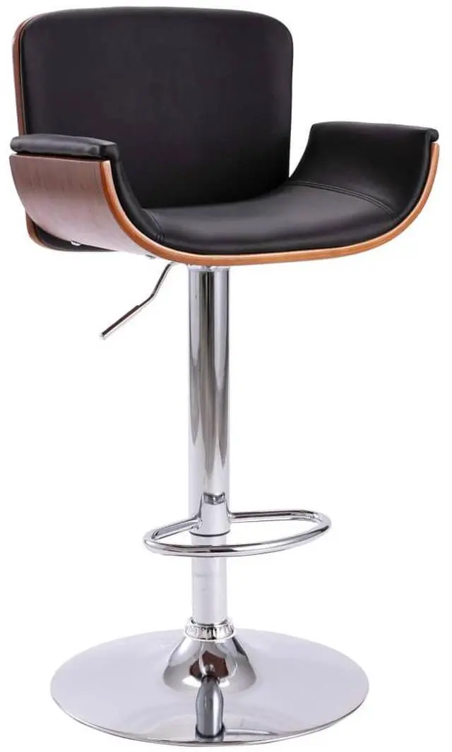 Main image of vidaXL Bar Stool Counter Chair with Footrest for Dining Room Black Faux Leather