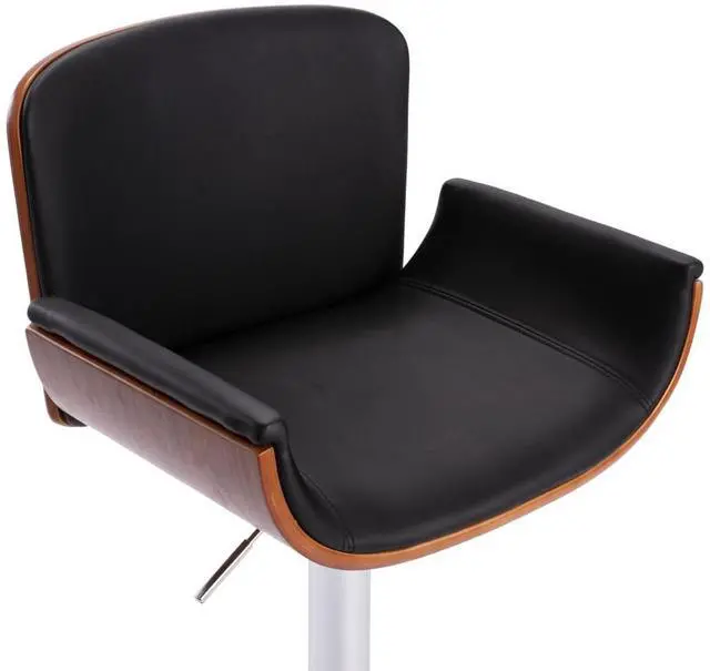 Alt view image 6 of 7 - vidaXL Bar Stool Counter Chair with Footrest for Dining Room Black Faux Leather