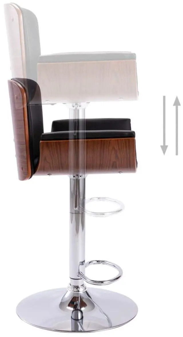 Alt view image 5 of 7 - vidaXL Bar Stool Counter Chair with Footrest for Dining Room Black Faux Leather