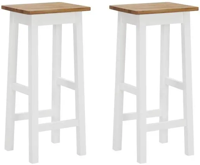Alt view image 6 of 10 - vidaXL Bar Stools Bar Seats Counter Height Island Stools 2 Pcs Solid Oak Wood