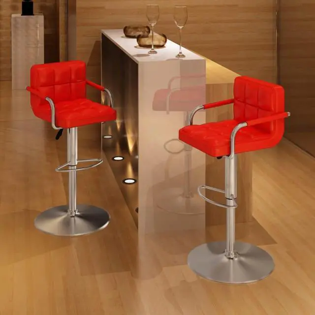 Alt view image 11 of 17 - vidaXL Bar Stools 2 pcs Red Faux Leather