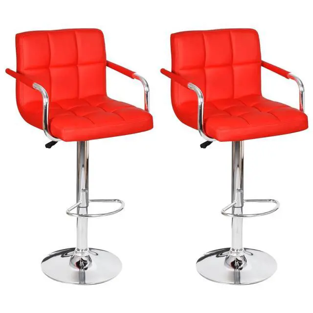 Alt view image 12 of 17 - vidaXL Bar Stools 2 pcs Red Faux Leather