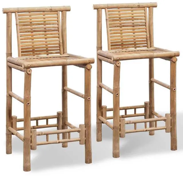 Alt view image 11 of 16 - vidaXL Bar Stools 2 pcs Bamboo