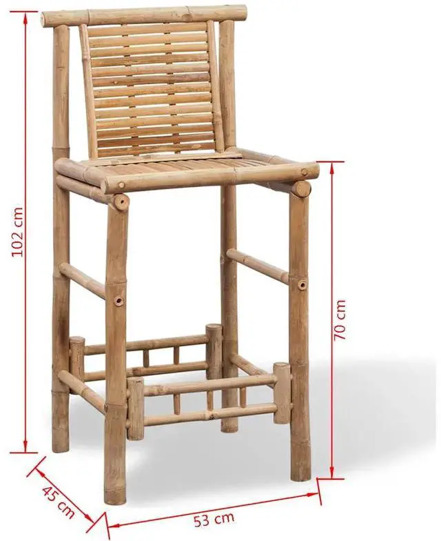 Alt view image 13 of 16 - vidaXL Bar Stools 2 pcs Bamboo