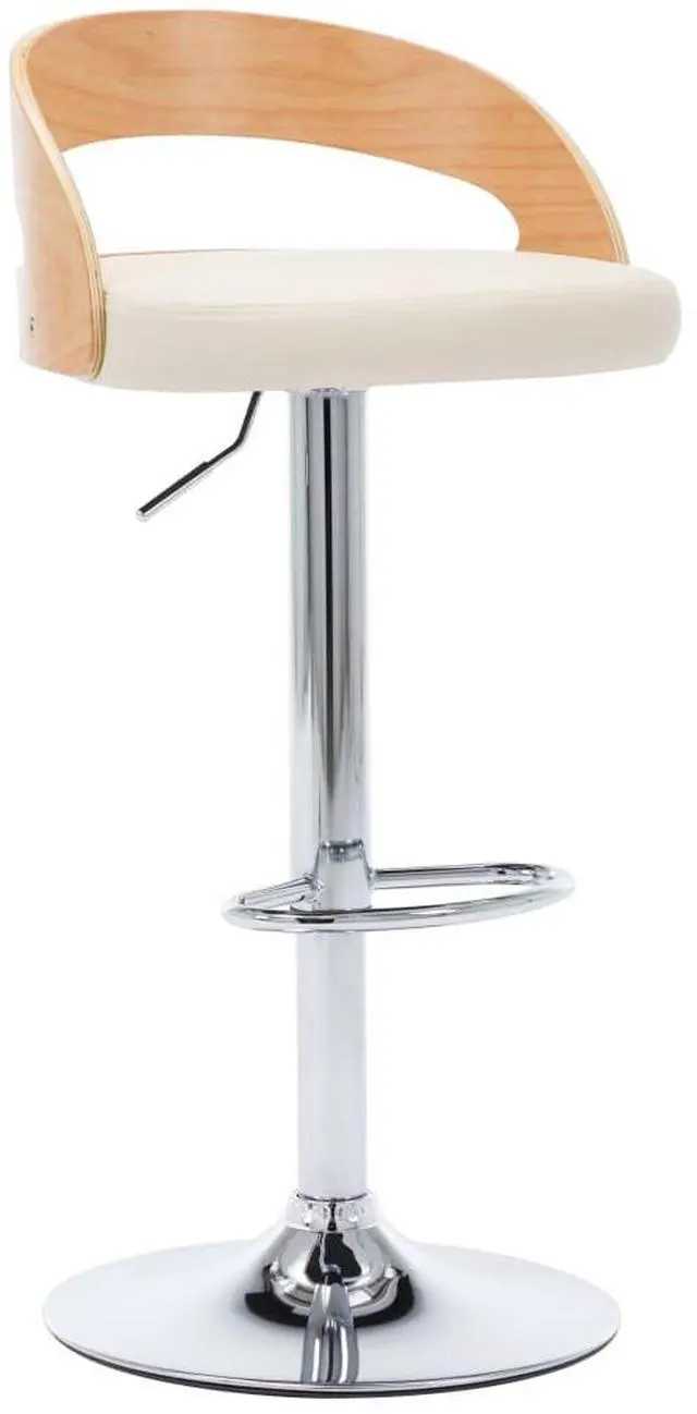 Alt view image 3 of 6 - vidaXL Bar Stools Swivel Counter Chair 2 Pcs Cream Faux Leather and Bentwood