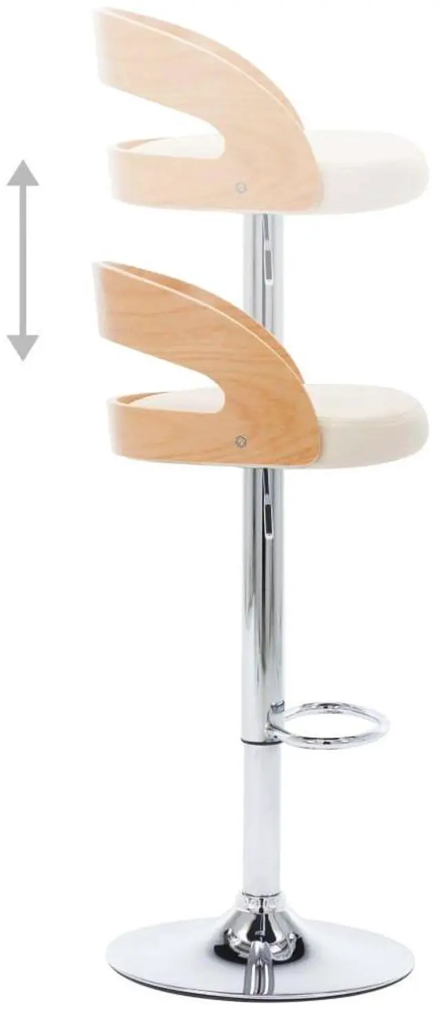 Alt view image 6 of 6 - vidaXL Bar Stools Swivel Counter Chair 2 Pcs Cream Faux Leather and Bentwood
