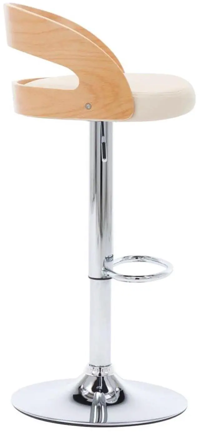 Alt view image 5 of 6 - vidaXL Bar Stools Swivel Counter Chair 2 Pcs Cream Faux Leather and Bentwood