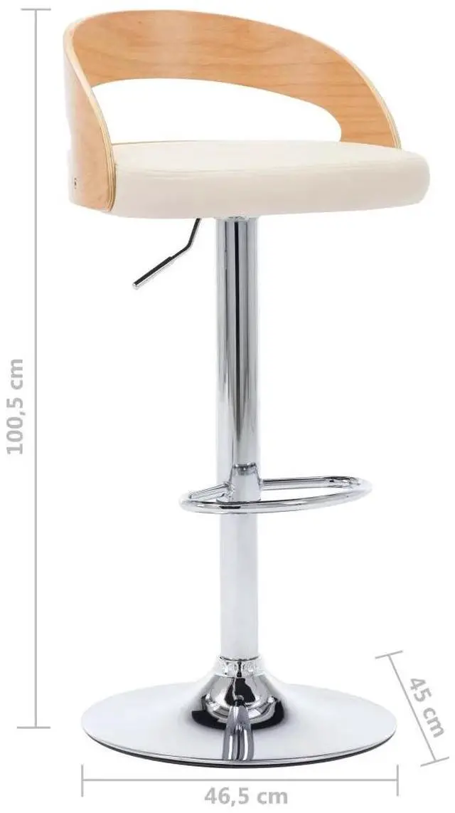 Alt view image 4 of 6 - vidaXL Bar Stools Swivel Counter Chair 2 Pcs Cream Faux Leather and Bentwood