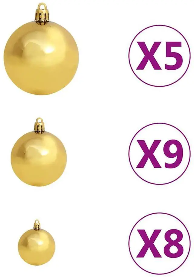 Alt view image 7 of 7 - vidaXL Artificial Hinged Christmas Tree 150 LEDs and Ball Set Xmas Decoration