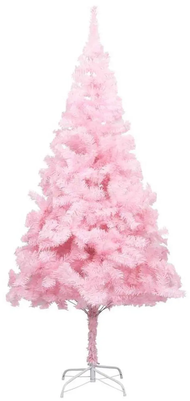 Alt view image 7 of 7 - vidaXL Artificial Pre-lit Christmas Tree with Ball Set Xmas Tree Pink PVC