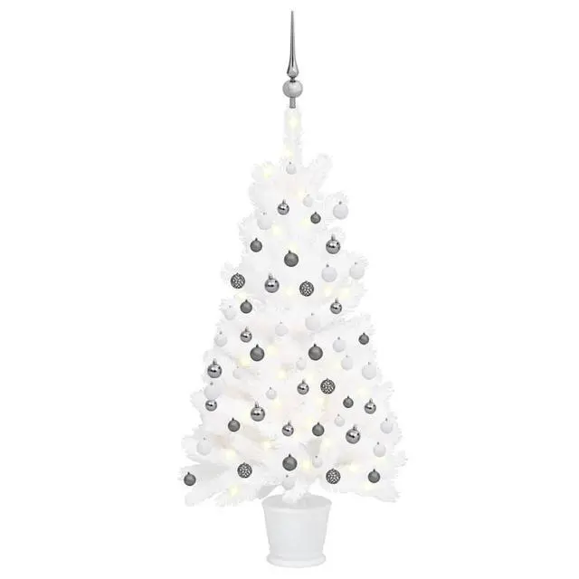 Alt view image 6 of 7 - vidaXL Artificial Pre-lit Christmas Tree with Ball Set Xmas Decoration White