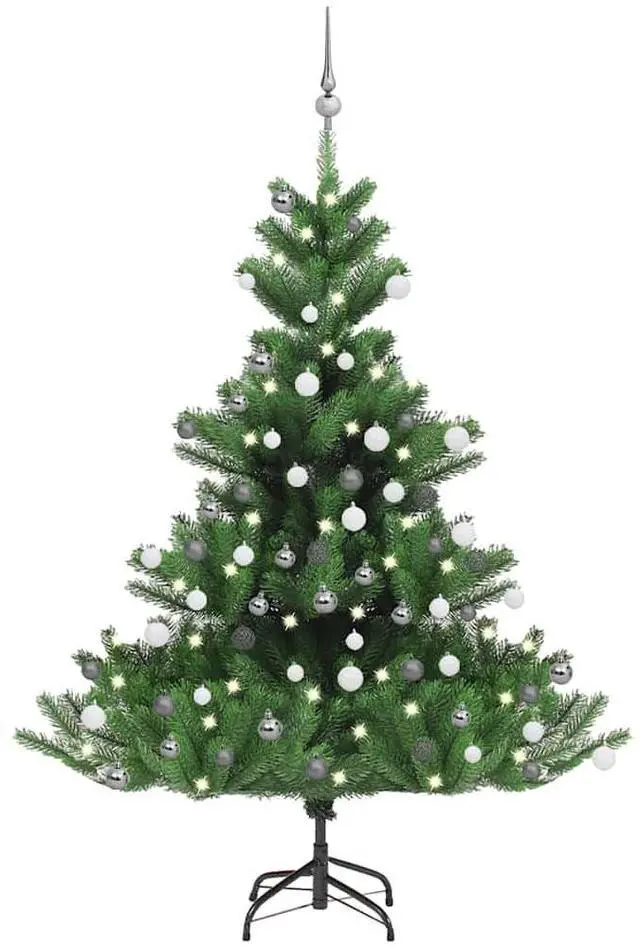 Alt view image 6 of 7 - vidaXL Nordmann Fir Artificial Christmas Tree LED&Ball Set Green Xmas Tree