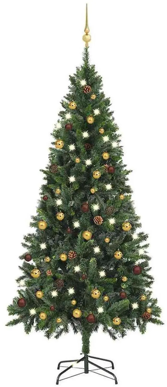 Alt view image 6 of 7 - vidaXL Artificial Pre-lit Christmas Tree with Ball Set Xmas Decoration Green