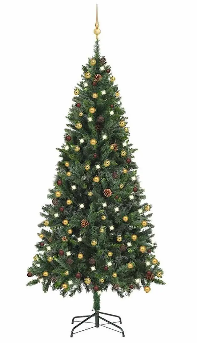 Alt view image 6 of 7 - vidaXL Artificial Pre-lit Christmas Tree with Ball Set Xmas Decoration Green