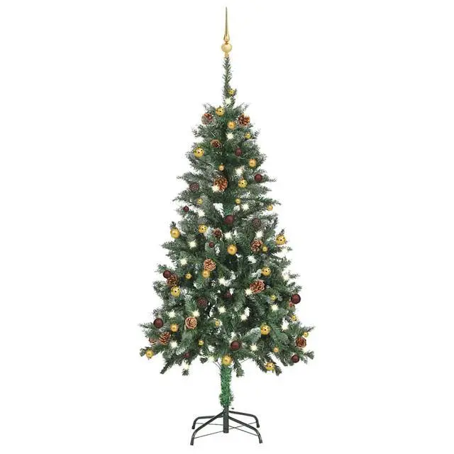 Alt view image 6 of 7 - vidaXL Artificial Pre-lit Christmas Tree with Ball Set Xmas Tree Decoration