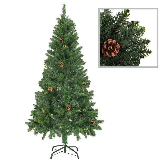 Alt view image 7 of 7 - vidaXL Artificial Pre-lit Christmas Tree with Ball Set Pine Cones Xmas Tree