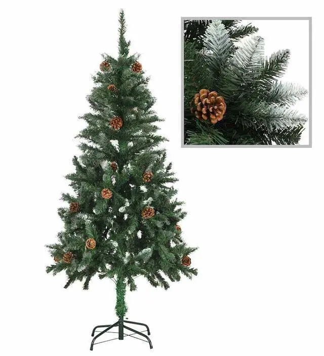 Alt view image 7 of 7 - vidaXL Artificial Pre-lit Christmas Tree with Ball Set Pine Cones Xmas Tree