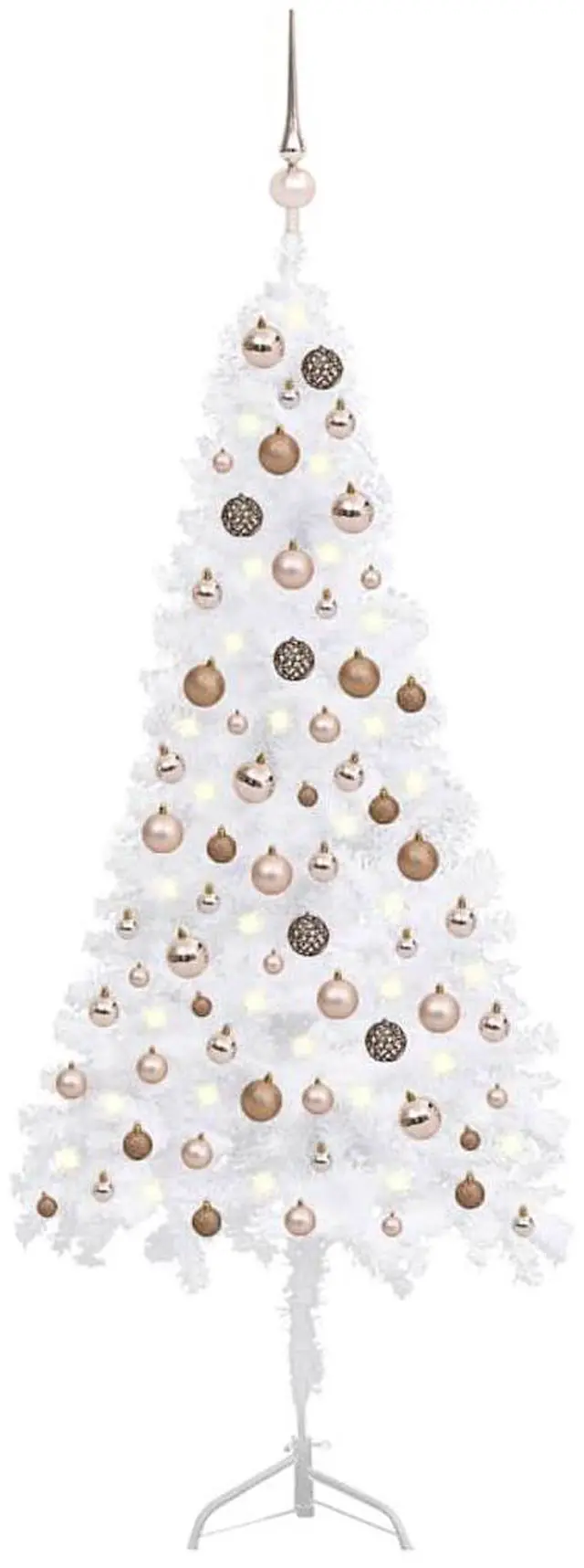 Alt view image 6 of 7 - vidaXL Corner Artificial Christmas Tree LEDs&Ball Set White PVC Decoration