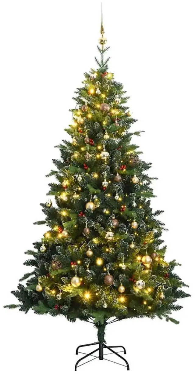 Alt view image 6 of 7 - vidaXL Artificial Hinged Christmas Tree 300 LEDs and Ball Set Xmas Decoration