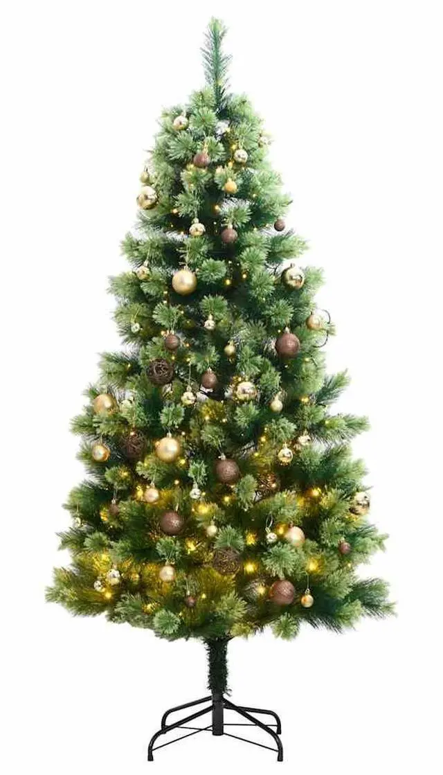 Alt view image 6 of 7 - vidaXL Artificial Hinged Christmas Tree 300 LEDs and Ball Set Xmas Decoration
