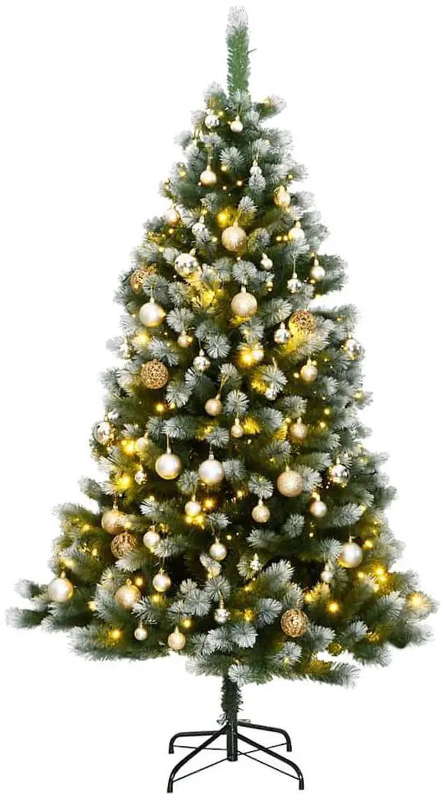 Alt view image 6 of 7 - vidaXL Artificial Hinged Christmas Tree 300 LEDs and Ball Set Xmas Decoration