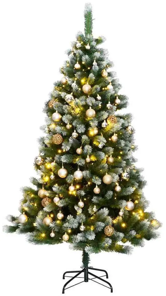 Alt view image 6 of 7 - vidaXL Artificial Hinged Christmas Tree 300 LEDs and Ball Set Xmas Decoration