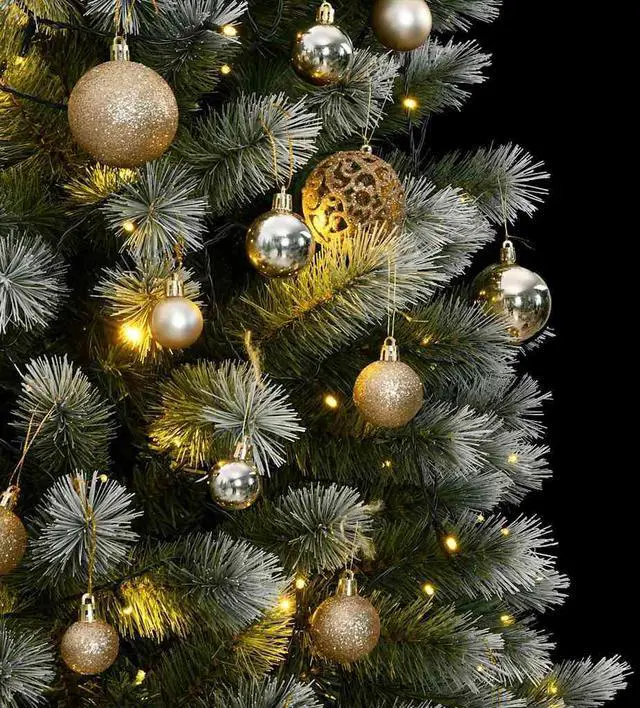 Alt view image 7 of 7 - vidaXL Artificial Hinged Christmas Tree 300 LEDs and Ball Set Xmas Decoration